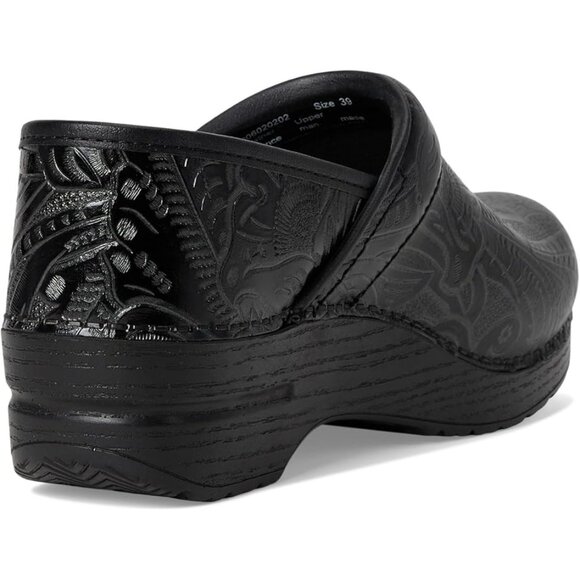 Dansko Women's Professional Black Leather Tooled Clogs Size 39 - Picture 9 of 12